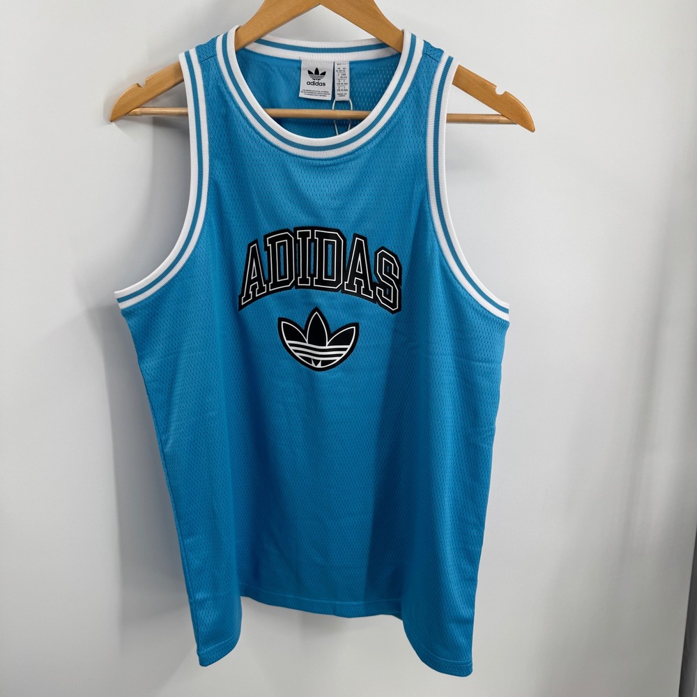 NEW Adidas Originals Boy's Jersey Sky Blue Logo Trefoil Tank‎ Basketball Size XL